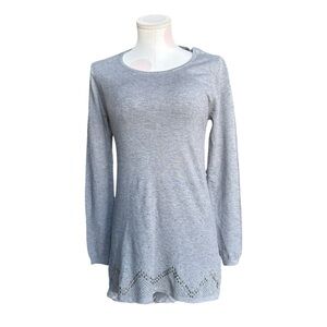 Vita Milano – Long Sleeve Sweater Tunic – wool blend - Gray – S